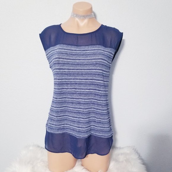 Ann Taylor Tops - Ann Taylor Blue Sleeveless Blouse Top